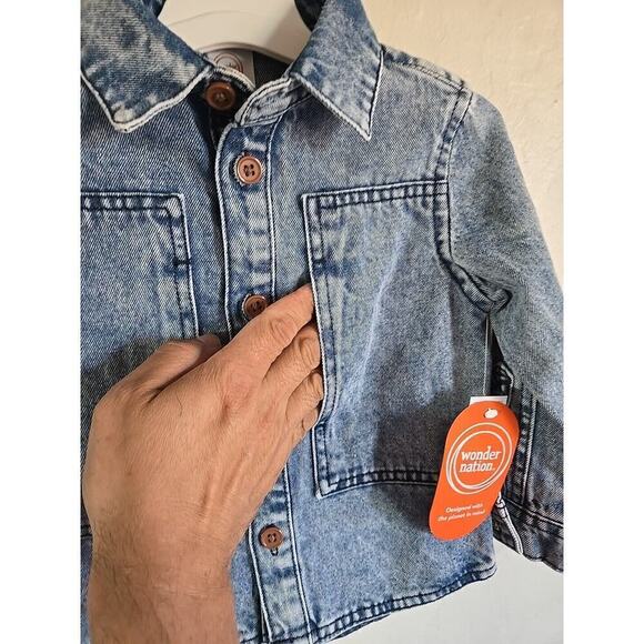 WONDER NATION Jacket 2T Blue Denim Button Up Coat Kids Boys - Picture 4 of 14